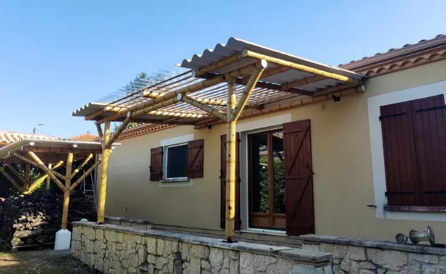 pergola adossée couverture hybride