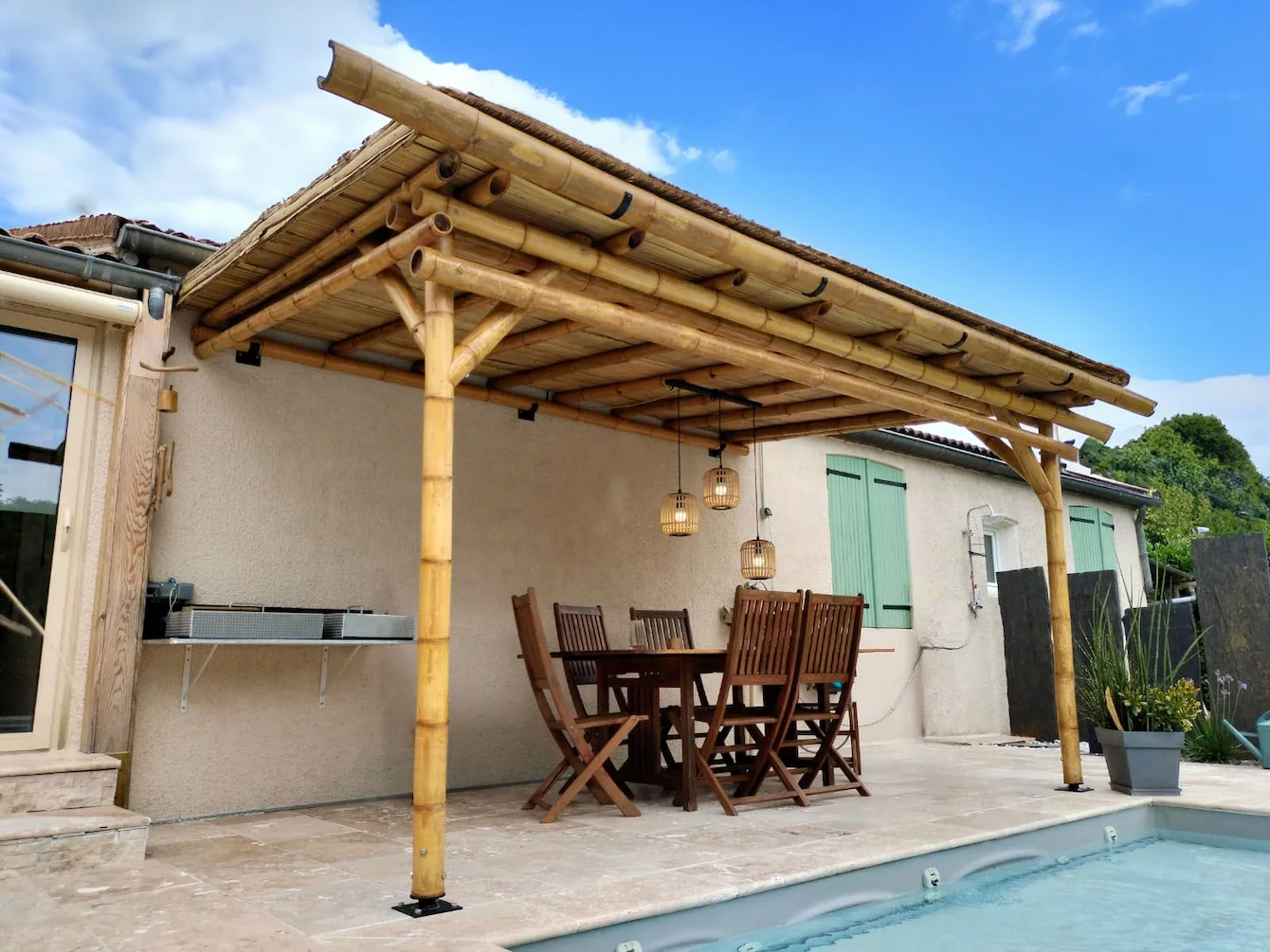 pergola en bambou pool house